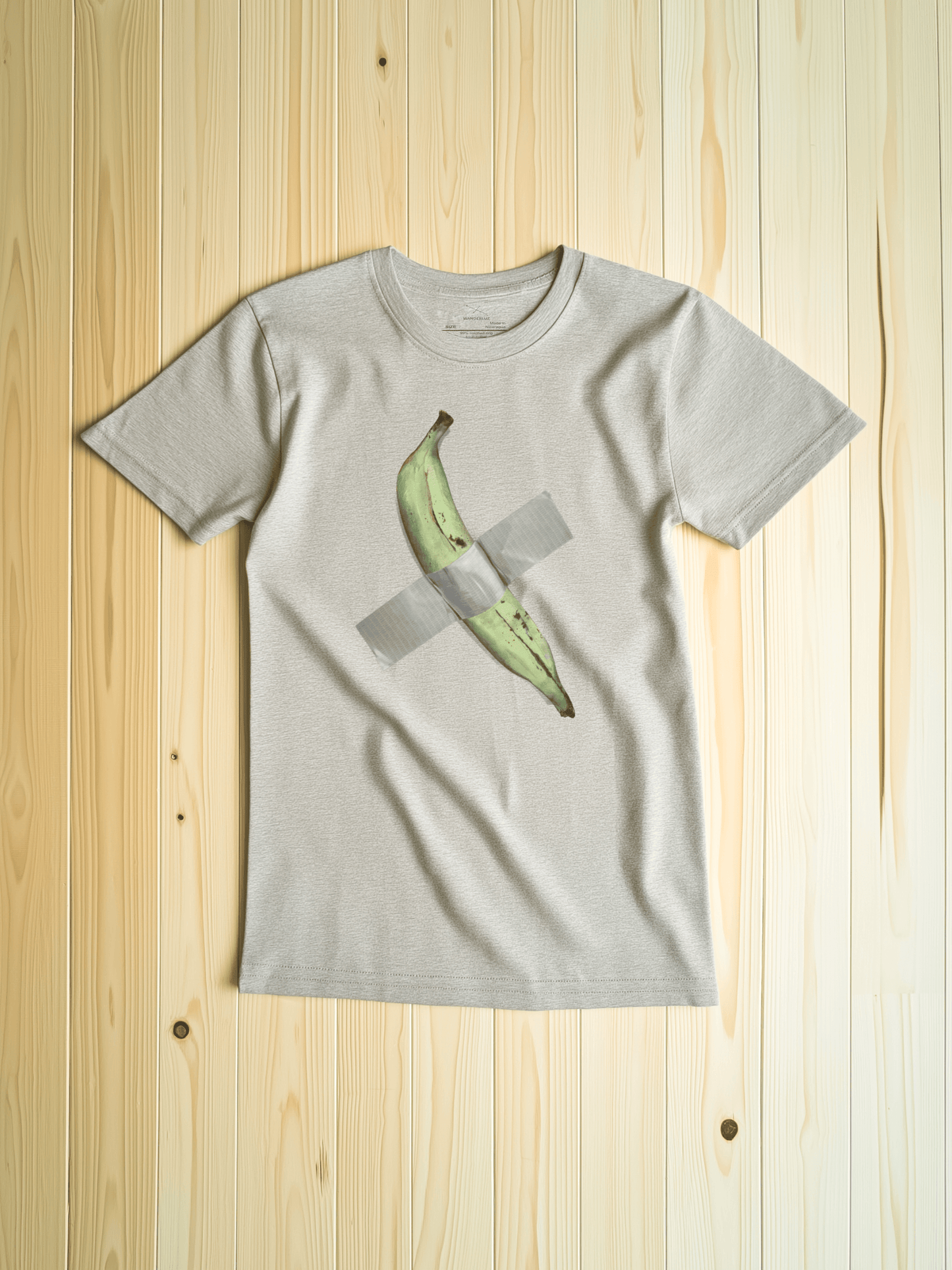 Light beige shirt with a drawing of a plantain duct taped to chest – Wanderluz