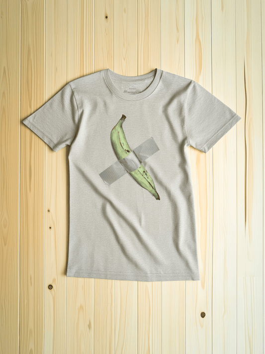 Light beige shirt with a drawing of a plantain duct taped to chest – Wanderluz