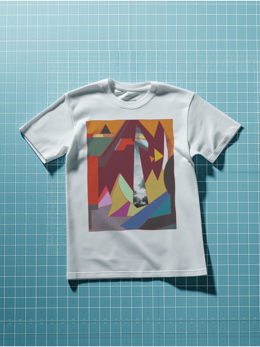 White shirt with abstract colorful geometric design – Wanderluz